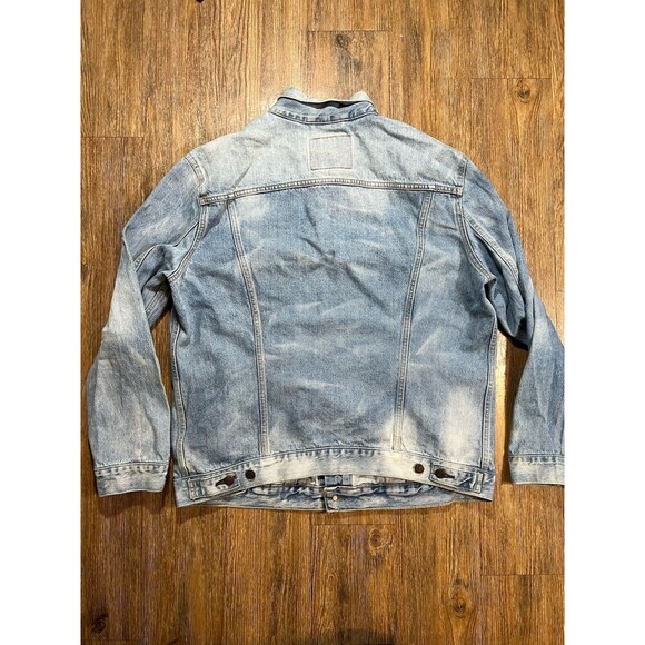 Levis Jacket Mens 2XL Blue Denim Relaxed Light Wash Trucker Jean Button Front - Picture 6 of 10